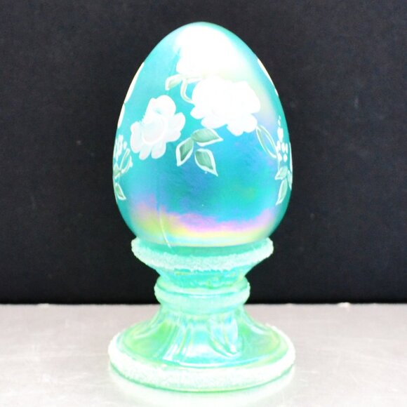 Vintage Fenton Butterfly Floral Egg Signed Numbered w/ Box Collectible - Picture 2 of 8